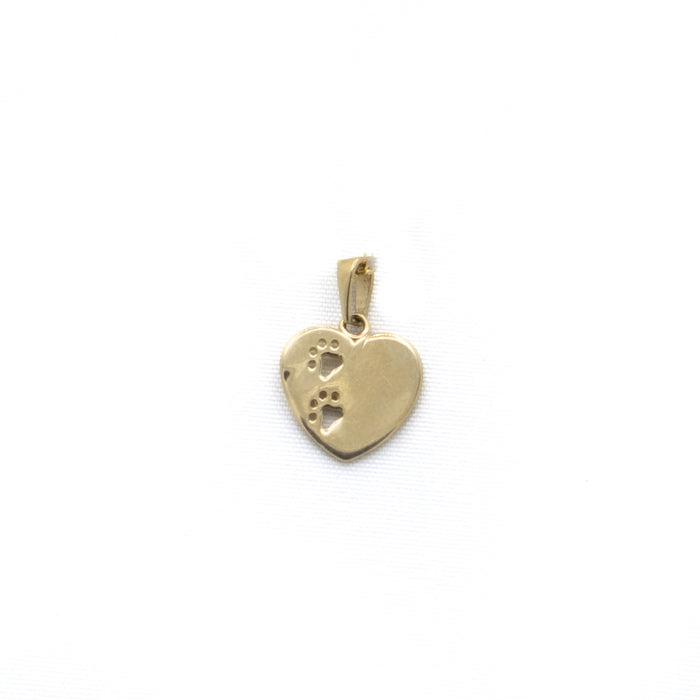 heart and pawprints charm gold