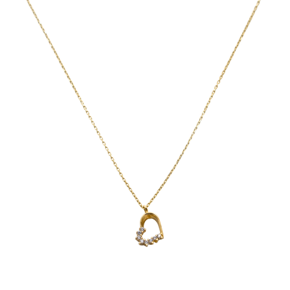 heart semi pave heart necklace