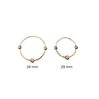 Diamond Cut Spheres Hoops in 10k Tricolor Gold