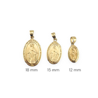 10K Gold Oval Miraculous Mary Medal Pendant