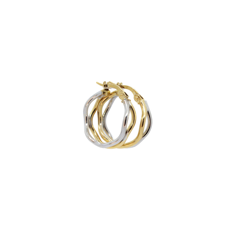 Infinity Double Hoop Earrings in White and Yellow 10K Gold