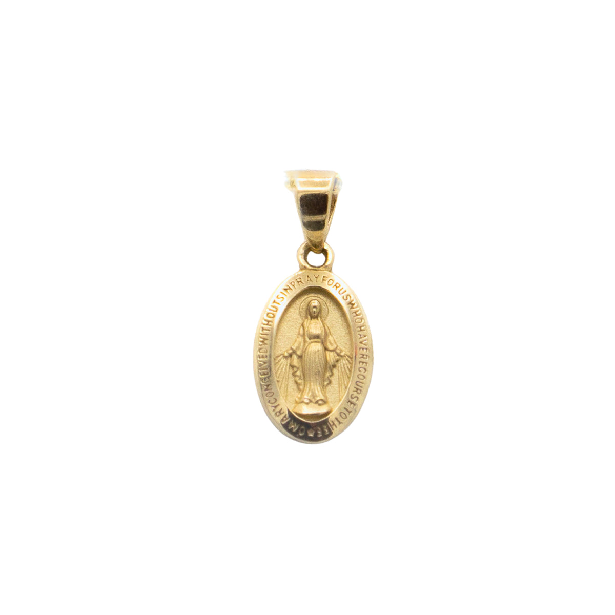 Oval Miraculous Mary Medal Pendant in 10k Gold
