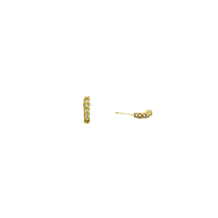 Pave Cuff Stud Earrings in 10K Gold