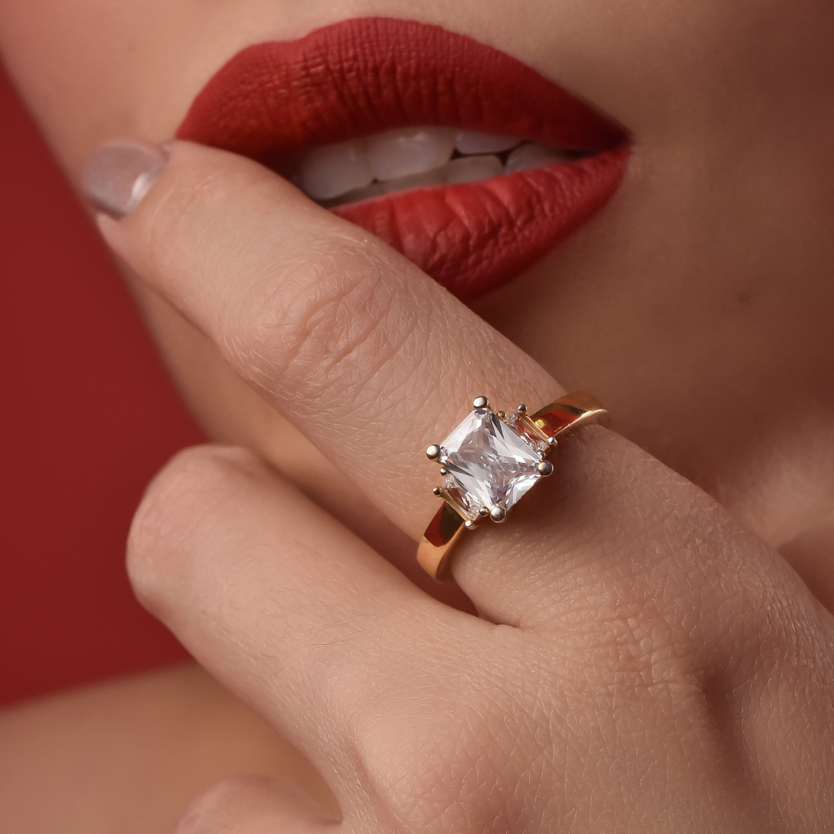 10K Gold White Zirconia Baguette Ring