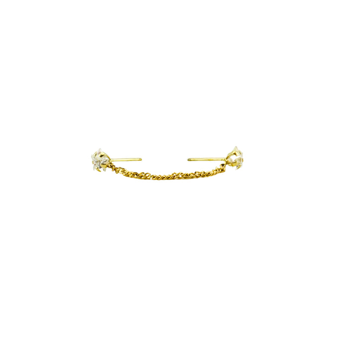 Star Chain Double Stud Earrings in 10K Gold