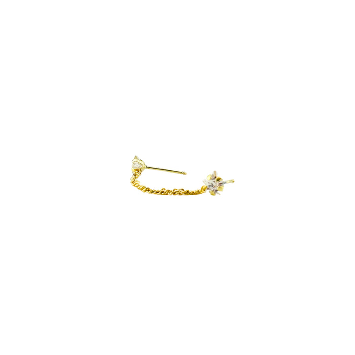 Star Chain Double Stud Earrings in 10K Gold