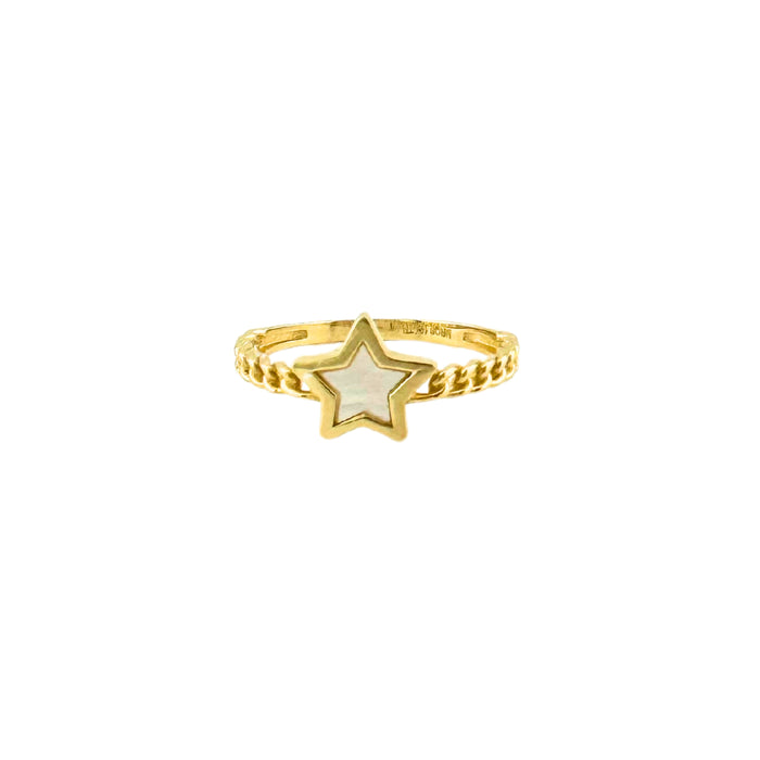 Star Cuban Chain Link Ring in 10K Gold