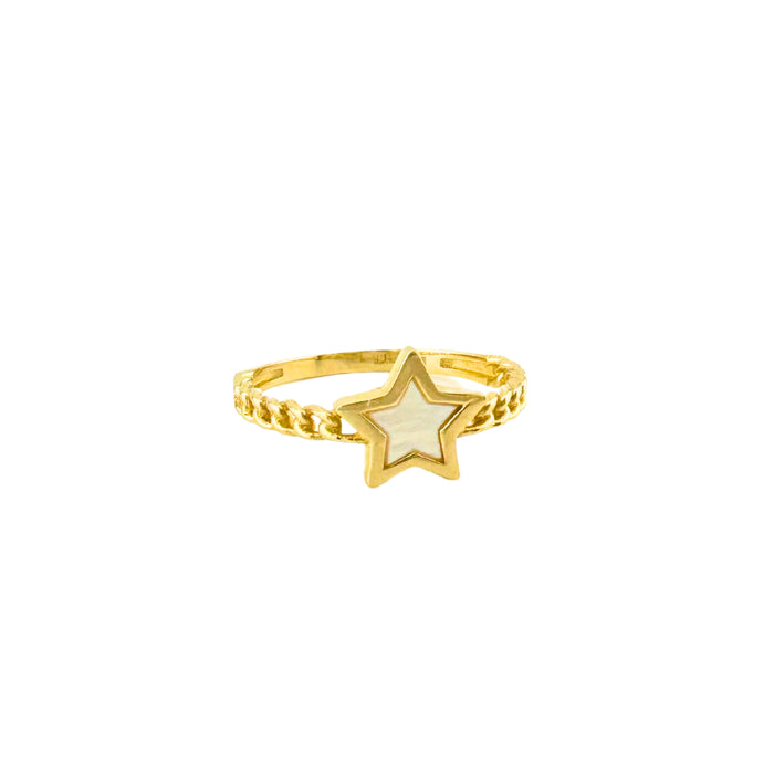 Star Cuban Chain Link Ring in 10K Gold