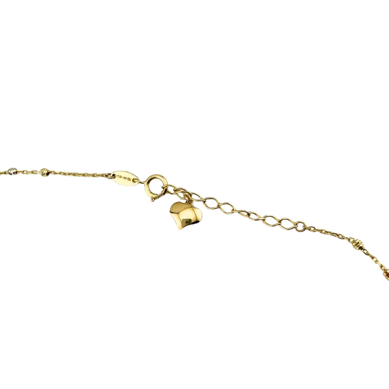 10K Gold Tricolor Beads Chain Necklace