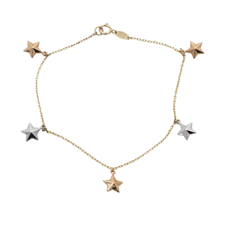 tricolor star charms bracelet