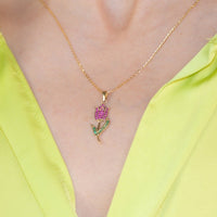 tulip pave gold pendant