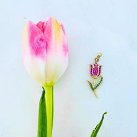 Tulip Pave Pendant in 10k Gold