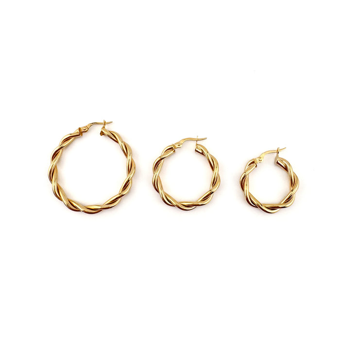 twist hoop earrings gold