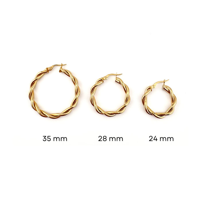 Twist Hoop Earrings in 10k Gold