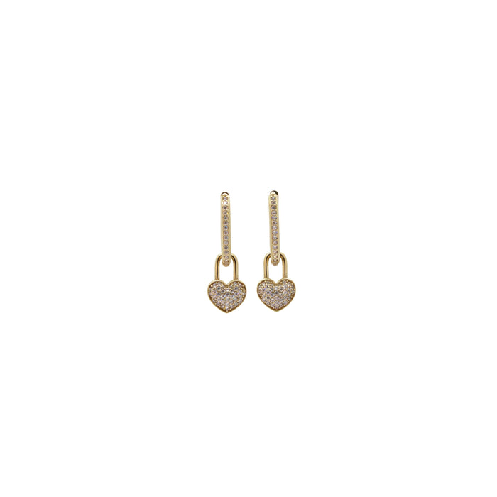 zirconia pave heart pendant earrings gold